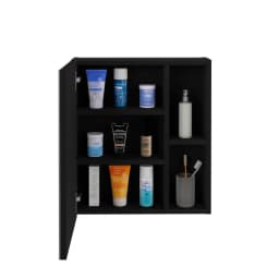 Labelle Medicine Cabinet With Mirror, Five Internal Shelves, Single Door Black