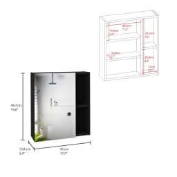 Labelle Medicine Cabinet With Mirror, Five Internal Shelves, Single Door Black