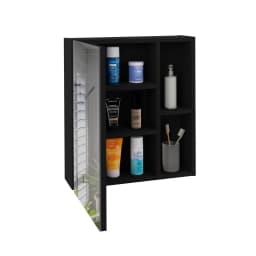 Labelle Medicine Cabinet With Mirror, Five Internal Shelves, Single Door Black