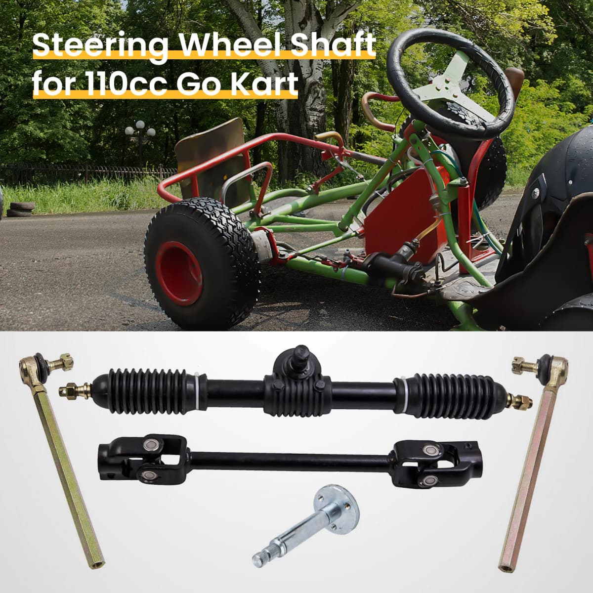 Steering Wheel Parts Tie Rod Rack Adjustable Shaft Set Unit For 110cc Go Kart 110cc Go Kart Assembly Shaft Kit