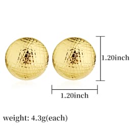 Badu Frosted Gold Color Semi-Ball Stud Earrings for Women Vintage Metal Big Round Earrings Jewelry Party Fashion Accessories