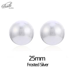 Badu Frosted Gold Color Semi-Ball Stud Earrings for Women Vintage Metal Big Round Earrings Jewelry Party Fashion Accessories