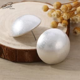 Badu Frosted Gold Color Semi-Ball Stud Earrings for Women Vintage Metal Big Round Earrings Jewelry Party Fashion Accessories