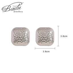 Badu Frosted Gold Color Semi-Ball Stud Earrings for Women Vintage Metal Big Round Earrings Jewelry Party Fashion Accessories