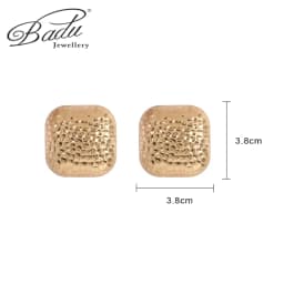 Badu Frosted Gold Color Semi-Ball Stud Earrings for Women Vintage Metal Big Round Earrings Jewelry Party Fashion Accessories