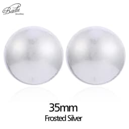 Badu Frosted Gold Color Semi-Ball Stud Earrings for Women Vintage Metal Big Round Earrings Jewelry Party Fashion Accessories