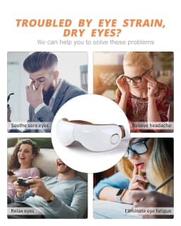 Eye Massager with Heat Massage Foldable with Compression Vibration Air Pressure Reduce Eye Fatigue Improve Sleep White