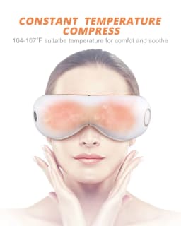 Eye Massager with Heat Massage Foldable with Compression Vibration Air Pressure Reduce Eye Fatigue Improve Sleep White