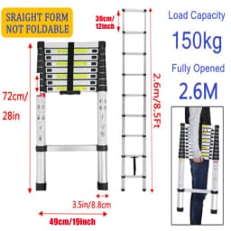 DayPlus Telescopic Loft Ladder Collapsible Step Ladders Extendable Alminium Ladders Folding Extending Portable,EN131,150kg/330lb