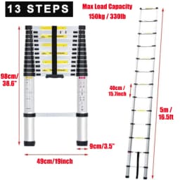 DayPlus Telescopic Loft Ladder Collapsible Step Ladders Extendable Alminium Ladders Folding Extending Portable,EN131,150kg/330lb
