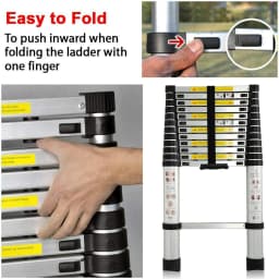 DayPlus Telescopic Loft Ladder Collapsible Step Ladders Extendable Alminium Ladders Folding Extending Portable,EN131,150kg/330lb