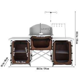 SucceBuy Camping Outdoor Kitchen Table Cabinet Foldable Folding Cooking Storage Rack Aluminum Alloy Bracket for BBQ Picnic