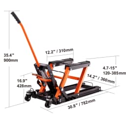 SucceBuy Motorcycle Lift 350/1100/1500 LBS Capacity Motorcycle Scissor Lift Jack with Wide Deck&Safety Pin for Bikes Motorcycles