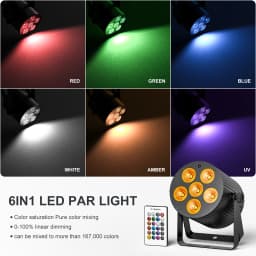 U'King 4PCS 60W LED Flat Par Light 6x6W RGBWA UV 6in1 LED Par Light DMX512 Remote Control Stage Light DJ Lighting Equipment