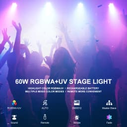 U'King 4PCS 60W LED Flat Par Light 6x6W RGBWA UV 6in1 LED Par Light DMX512 Remote Control Stage Light DJ Lighting Equipment