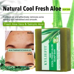 AILKE Aloe Vera Whitening Soap, Remove Acne, Pimples, Skin Radiant, Improve Skin Luster, Vegan Bath Wash for Women and Men, 200g