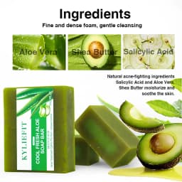 AILKE Aloe Vera Whitening Soap, Remove Acne, Pimples, Skin Radiant, Improve Skin Luster, Vegan Bath Wash for Women and Men, 200g