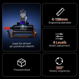 ACMER M2 Laser Engraver Universal Rotary Roller Y-Axis Laser Rotary Module 360 Degree Rotating For Engraving Cylindrical Objects