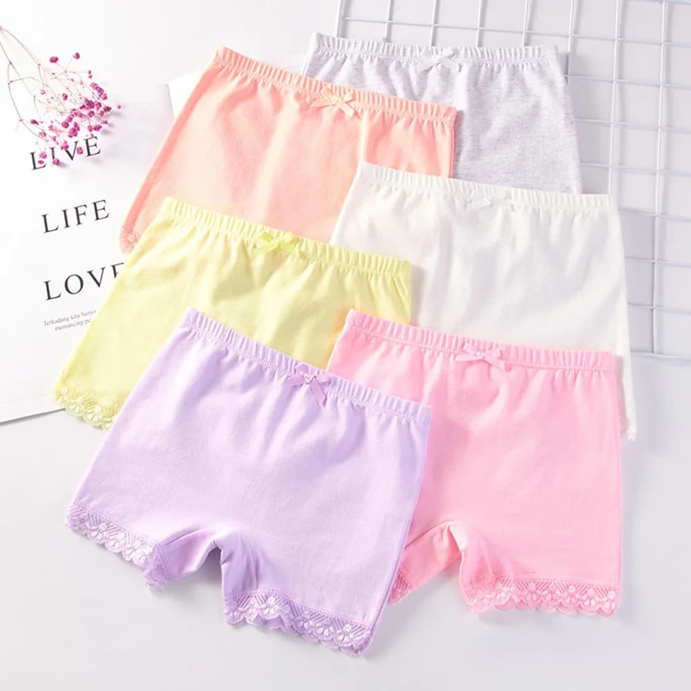Girls Safety Panties Kids Cotton Children Underwear Children's Briefs Cartoon Beach Short Solid Color For 2-11 Years Old 2/6pcs