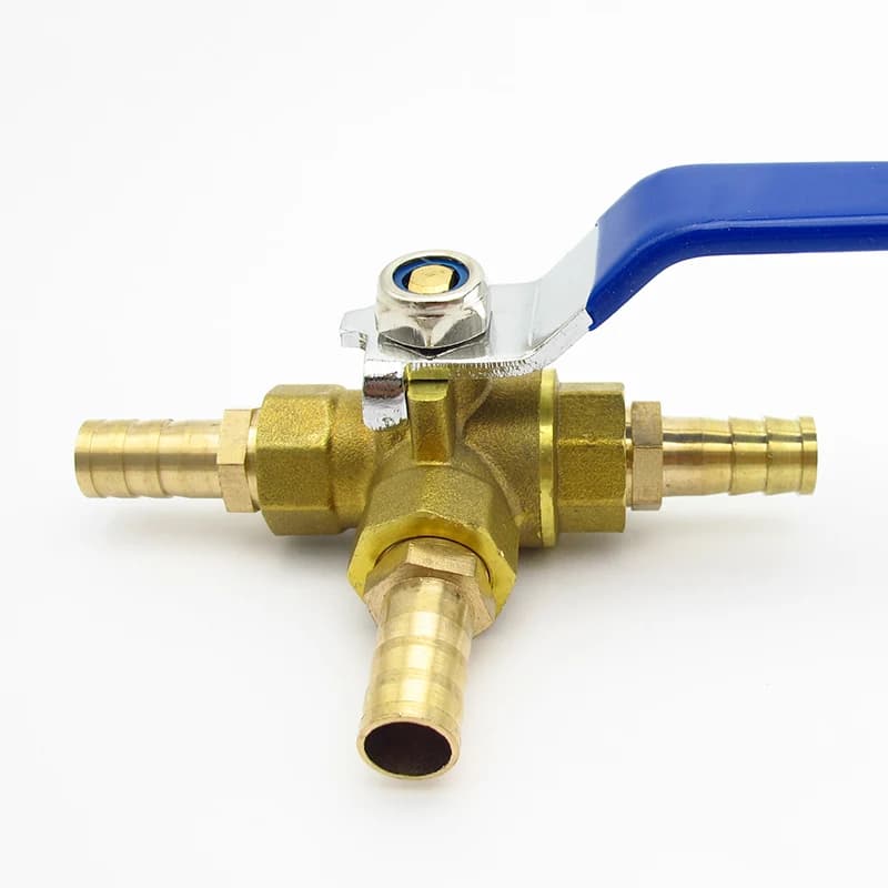 4 6 8 10 12 13 14 16 19 20 25 32mm Hose Barb Full Port L-Port Three Ways Brass Ball Valve Connector For Water Oil Air Gas