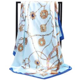 Luxury Women Silk Scarf Square Bandana Design Brand Headband Female Satin Hijab Large Shawl Wrap Lady Kerchief Chain Print New