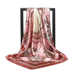 Luxury Women Silk Scarf Square Bandana Design Brand Headband Female Satin Hijab Large Shawl Wrap Lady Kerchief Chain Print New
