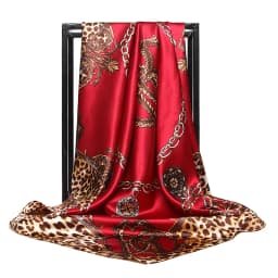 Luxury Women Silk Scarf Square Bandana Design Brand Headband Female Satin Hijab Large Shawl Wrap Lady Kerchief Chain Print New