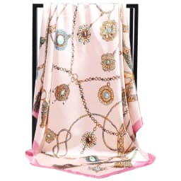Luxury Women Silk Scarf Square Bandana Design Brand Headband Female Satin Hijab Large Shawl Wrap Lady Kerchief Chain Print New
