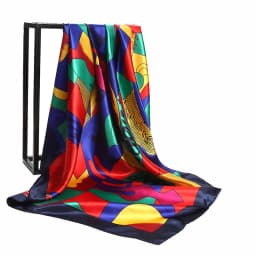 Luxury Women Silk Scarf Square Bandana Design Brand Headband Female Satin Hijab Large Shawl Wrap Lady Kerchief Chain Print New