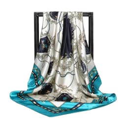 Luxury Women Silk Scarf Square Bandana Design Brand Headband Female Satin Hijab Large Shawl Wrap Lady Kerchief Chain Print New