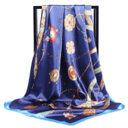 Luxury Women Silk Scarf Square Bandana Design Brand Headband Female Satin Hijab Large Shawl Wrap Lady Kerchief Chain Print New