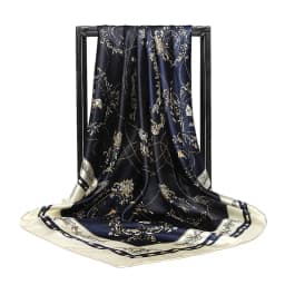 Luxury Women Silk Scarf Square Bandana Design Brand Headband Female Satin Hijab Large Shawl Wrap Lady Kerchief Chain Print New