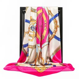 Luxury Women Silk Scarf Square Bandana Design Brand Headband Female Satin Hijab Large Shawl Wrap Lady Kerchief Chain Print New
