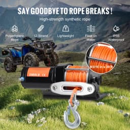 SucceBuy 3500lbs Electric Winch ATV/UTV Wired Car Winch with 39 ft Synthetic Rope Aluminum IP55 Waterproof for Towing Boat Truck