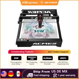 ACMER P1 10W Powerful Laser Engraver Wifi APP Control Woodworking Cutting Machine Wood Leather Panel Engraving 400x410mm Size