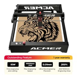 ACMER P1 10W Powerful Laser Engraver Wifi APP Control Woodworking Cutting Machine Wood Leather Panel Engraving 400x410mm Size