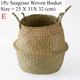 Seagrass Wicker Woven Storage Basket Planting Flower Pot Folding Organizer Laundry Basket Home Garden Belly Mimbre Basket