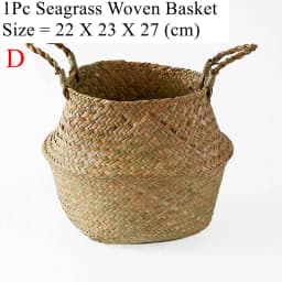 Seagrass Wicker Woven Storage Basket Planting Flower Pot Folding Organizer Laundry Basket Home Garden Belly Mimbre Basket