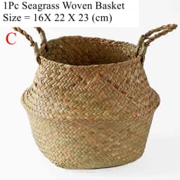 Seagrass Wicker Woven Storage Basket Planting Flower Pot Folding Organizer Laundry Basket Home Garden Belly Mimbre Basket