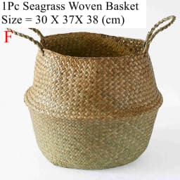 Seagrass Wicker Woven Storage Basket Planting Flower Pot Folding Organizer Laundry Basket Home Garden Belly Mimbre Basket