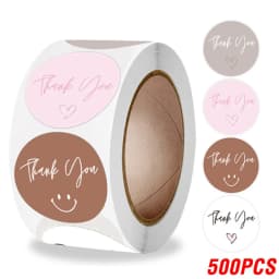 100-500pcs Round Thank You Stickers for Envelope Seal Labels Gift Packaging Decor Birthday Party Scrapbooking Stationery Sticker