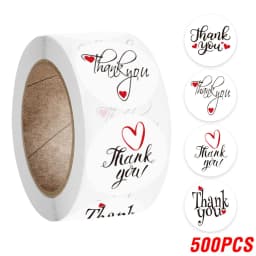 100-500pcs Round Thank You Stickers for Envelope Seal Labels Gift Packaging Decor Birthday Party Scrapbooking Stationery Sticker
