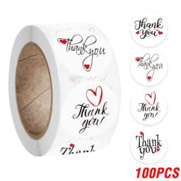 100-500pcs Round Thank You Stickers for Envelope Seal Labels Gift Packaging Decor Birthday Party Scrapbooking Stationery Sticker