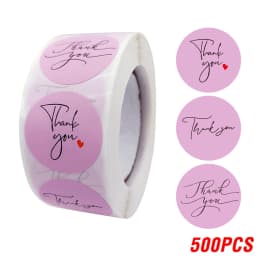 100-500pcs Round Thank You Stickers for Envelope Seal Labels Gift Packaging Decor Birthday Party Scrapbooking Stationery Sticker