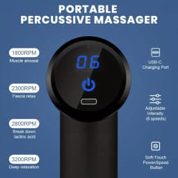 Mini Massage Gun Deep Tissue Percussion Neck Back Body Massager LED Touch Screen Portable Fascia Gun Muscle Relaxation