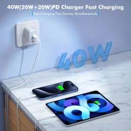 2Pack 40WPD Dual Port Charger Fast Charging With 10FT USB C To C Charging Cable For IPhone 15 Pro Max/15Pro/15/15Plus, IPad Pro