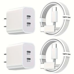 2Pack 40WPD Dual Port Charger Fast Charging With 10FT USB C To C Charging Cable For IPhone 15 Pro Max/15Pro/15/15Plus, IPad Pro