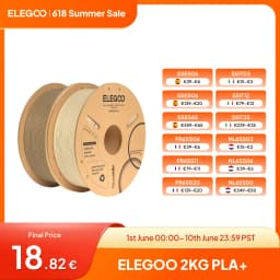 ELEGOO 1.75mm PLA+ Filament 2KG Set Plastic 3D PLA for Most FDM 3D Printers Dimensional Accuracy +/- 0.02mm 2pcs*1kg PLA+ Set