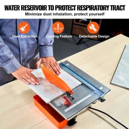 SucceBuy Wet Tile Saw 7-inch 65Mn Steel Blade 3500 RPM Induction Motor Tile Cutter Wet Saw Water Reservoir 0-45 Degrees Angle