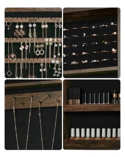 SONGMICS Lockable Jewelry Cabinet Armoire with Mirror, Wall-Mounted Space Saving Jewelry Storage Organizer